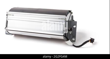 Spare part and interior element from a car passenger airbag in the dashboard on a white isolated background. Auto service industry. Stock Photo