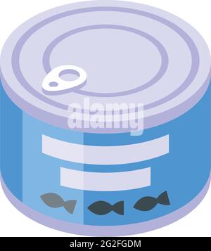 Fish tin can icon. Isometric of Fish tin can vector icon for web design isolated on white background Stock Vector