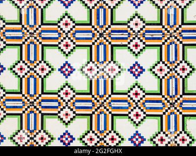 Closeup shot of vintage Portuguese tiles in Oporto, Portugal Stock Photo