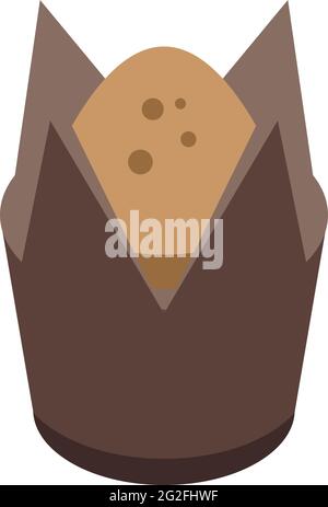 Chocolate muffin icon. Isometric of Chocolate muffin vector icon for web design isolated on white background Stock Vector