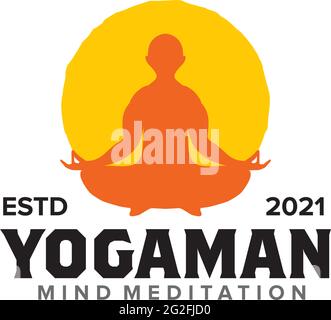 Yoga man logo design vector template Stock Vector