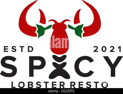 Spicy lobster restaurant logo design vector template Stock Vector