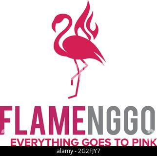 fire flamingo logo design vector template Stock Vector