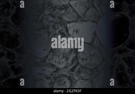 Luxury black metal gradient background with distressed stones, rocks, pebbles, macadam texture. Vector illustration Stock Vector