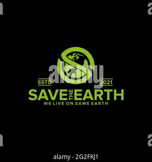 Save earth logo design vector template Stock Vector