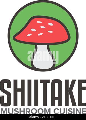 Shiitake mushroom logo design vector template Stock Vector