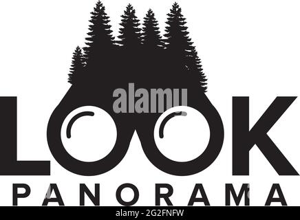 Binoculars travel logo design vector template Stock Vector