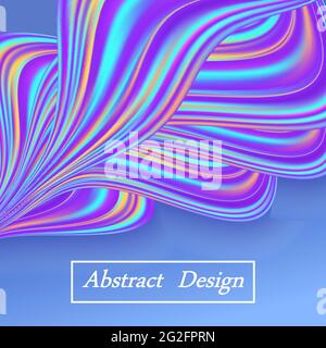 Rainbow pastel wave, abstract background with blue color flow waves and swirls for poster or banner design. Vector illustration Stock Vector