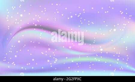 Rainbow pastel wavy background. Color flow gradient pattern with sparkles and particles. Holographic design. Abstract vector illustration Stock Vector