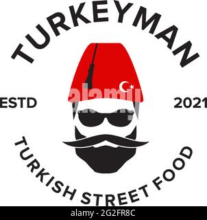 Turkey man logo design vector template Stock Vector
