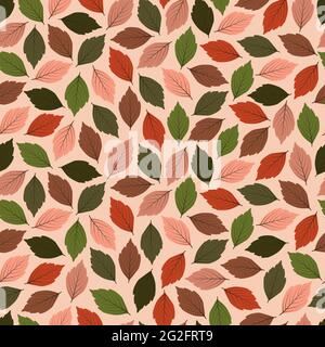 Elegant trendy ditsy floral vector seamless pattern design of green and dry leaves. Repeating texture foliate background for printing and textile Stock Vector