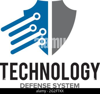 Technology defense system logo design vector template Stock Vector