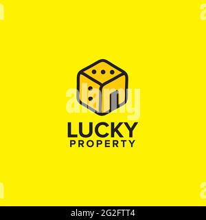 Dice property logo design vector template Stock Vector