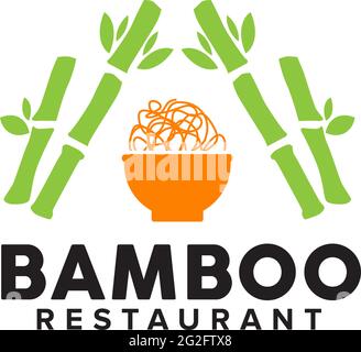 Bamboo restaurant logo design vector template Stock Vector