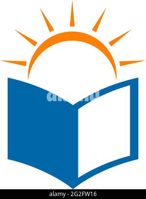 Book and sun logo design vector template Stock Vector