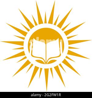 Book and sun logo design vector template Stock Vector