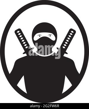 Black ninja icon logo design vector template Stock Vector