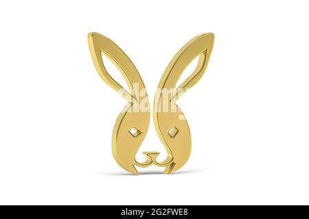 Golden 3d rabbit icon isolated on white background - 3d render Stock ...