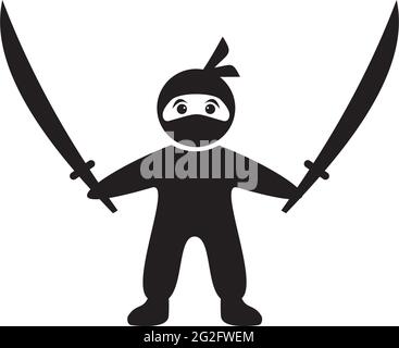Black ninja icon logo design vector template Stock Vector