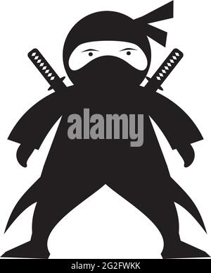 Black ninja icon logo design vector template Stock Vector