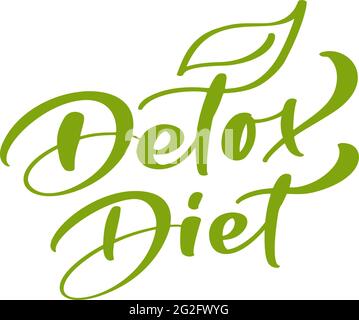 Detox diet vector logo lettering isolated on white background. Detox vector illustration. Handwritten lettering. Modern calligraphic poster Stock Vector