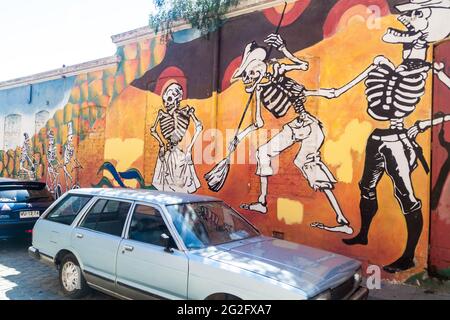 VALPARAISO, CHILE - MARCH 29, 2015: Colorful mural in Valparaiso, Chile Stock Photo