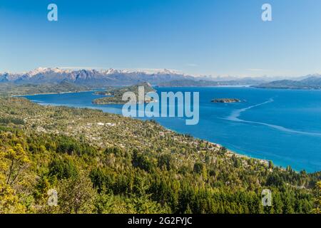 Aerial view of Nahuel Huapi lake near Bariloche, Argentina Stock Photo