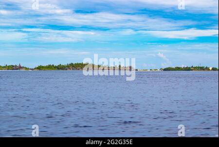 View of Villingillivaru island and Biyaadhoo or Biyadhoo- a circular ten-acre resort-island in South Malé Atoll,Kaafu Atoll ,Maldives.May 2021 Stock Photo