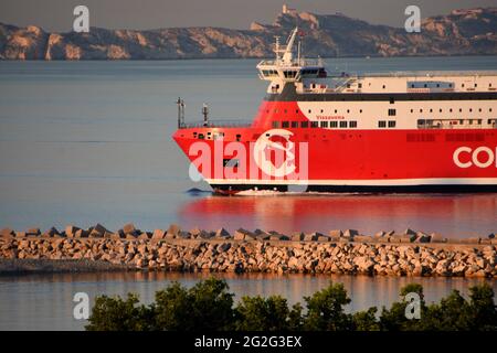 Marseille, France. 11th June, 2021. A Nepita, CORSICA linea ship ...
