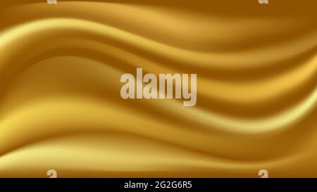 Gold satin waves. Smooth silk wavy  abstract background. Vector illustration Stock Vector