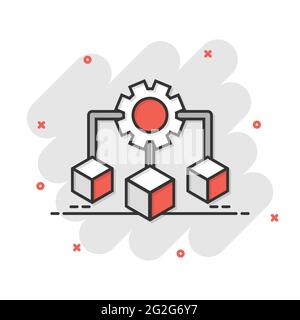 Api technology icon in comic style. Algorithm cartoon vector ...