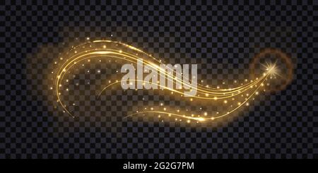 Glitter sparkle star trail, light effect, abstract waves flow vector ...