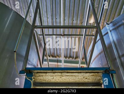 Stainless steel storage tanks to store tequila and other spirits Stock Photo