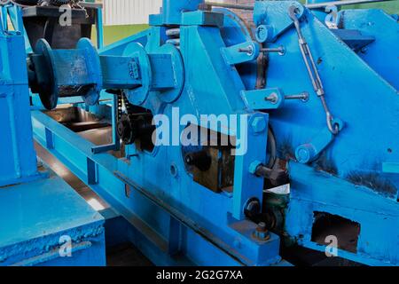 Large gears of blue agave grinding machine to produce tequila Stock Photo