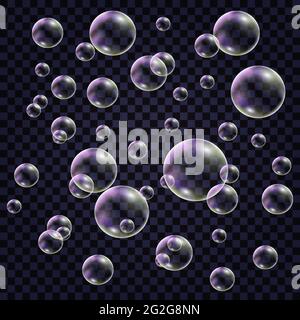 Soap Bubbles Foam. Background with colorful rainbow bubbles. Vector illustration Stock Vector