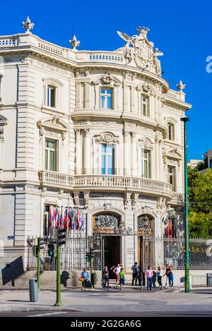 The Palace of Linares - Palacio de Linares is a palace located in Madrid, Spain. It was declared national historic-artistic monument in 1976. Located Stock Photo