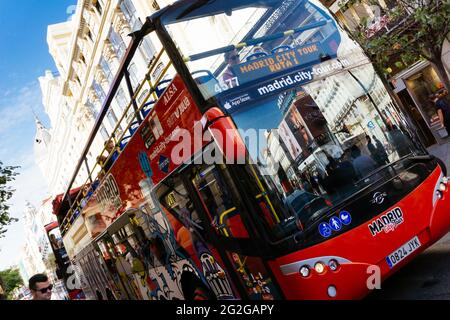 Madrid city sightseeing open top tour bus. Madrid, Comunidad de madrid, Spain, Europe Stock Photo