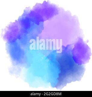 round blue and purple watercolor or ink splash vector illustration Stock Vector
