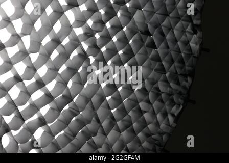 softbox equipment with honeycombs in studio close-up on a black background Stock Photo