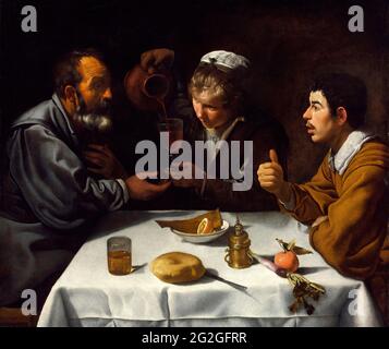 Diego VelÃ¡zquez -  Tavern Scene with Two Men and a Girl Stock Photo