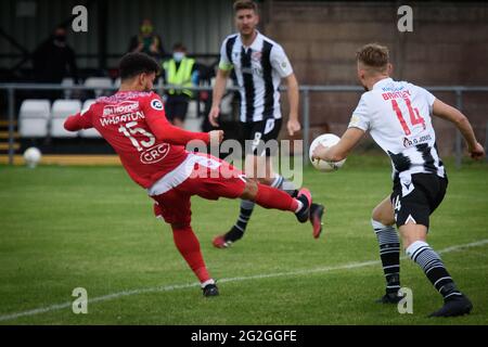 Flint, Wales. 26 September 2020. JD Cymru Premier match between Flint Town United and Barry Town United Stock Photo