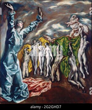 DomÃnikos TheotokÃ³poulos -  El Greco -  Opening Fifth Seal 1608 Stock Photo