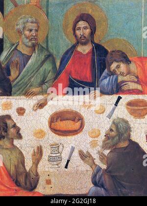 Duccio DI Buoninsegna -  Last Supper Fragment 1311 Stock Photo