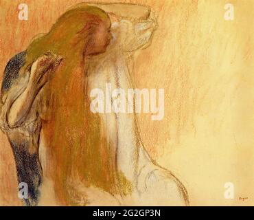 Edgar Degas -  Woman Combing Her Hair 1894 Stock Photo