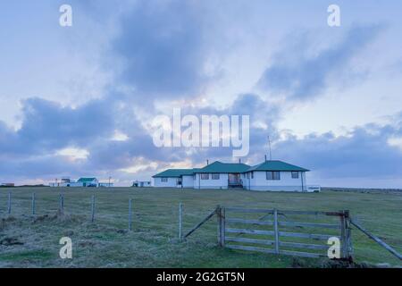 Sea Lion Island lodge, Sea Lion Island, Falkland Islands, South America Stock Photo
