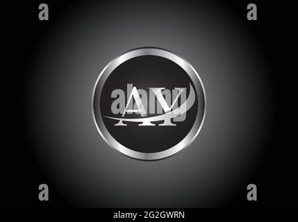 silver letter AY metal combination alphabet logo icon design with grey color on Black and white gradient design for a company or business Stock Vector