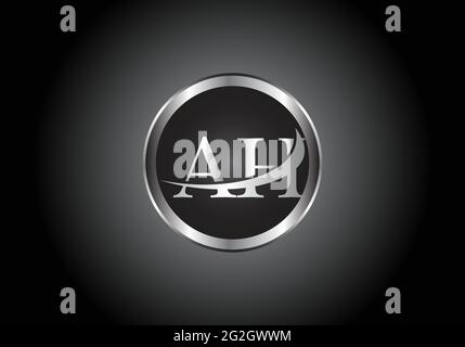 silver letter AH metal combination alphabet logo icon design with grey color on Black and white gradient design for a company or business Stock Vector