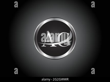 silver letter AG metal combination alphabet logo icon design with grey color on Black and white gradient design for a company or business Stock Vector