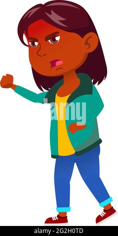 crazy little girl shouting at sister on playground cartoon vector Stock Vector