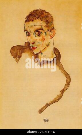 Egon Schiele -  Self Portrait 1914 Stock Photo